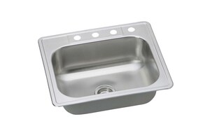 25 x 22 in.  4-Hole Stainless Steel Single Bowl Drop-in Kitchen Sink