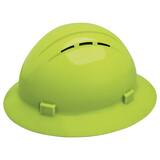 ERB Safety Americana® Size 6.5-8 Plastic Full Brim Vented Ratchet Hard Hat in Hi-Viz Lime E19430 at Pollardwater