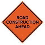 VizCon Non-Reflective Vinyl Roll-Up Sign - ROAD CLOSED AHEAD V26036EVHFRCOA at Pollardwater