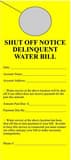 Pre-Printed Door Hangers - SHUT OFF NOTICE Delinquent Water Bill, 100 per Pack in Yellow PSAB007 at Pollardwater