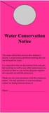 Pre-Printed Door Hangers - Water Conservation Notice, 100 per Pack in Fushsia PSAB009 at Pollardwater