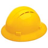 ERB Safety Americana Vent Full Brim Safety Helmet with Mega Ratchet in Yellow E19432 at Pollardwater