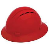 ERB Safety Americana Vent Full Brim Safety Helmet with Mega Ratchet in Red E19434 at Pollardwater