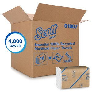 250-Count 9-2/5 in. Recycled Fiber Multifold Towel in White (Case of 16)