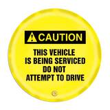 Accuform 24 Wheel Cover CAUTION VEH BEING SERV AKDD738 at Pollardwater