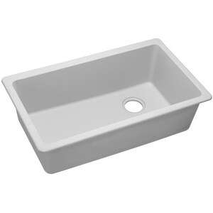 33 in. Undermount Composite Single Bowl Kitchen Sink in White