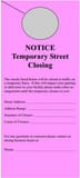 Pre-Printed Door Hangers - NOTICE Temporary Street Closing, 100 per Pack in Pink PSAB011 at Pollardwater