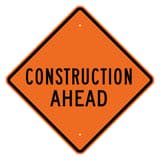 VizCon 36 in. Reflective Vinyl Roll-Up Sign - CONSTRUCTION AHEAD V26036EFOHFCOA at Pollardwater