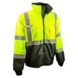 Radians Radwear® Bomber Jacket in Hi-Viz Green with Black RSJ110B3ZGS4X at Pollardwater