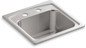 15 x 15 in. 2 Hole Stainless Steel Drop- Bar Sink