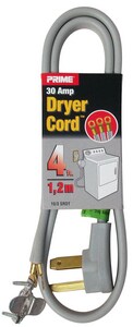 30 Amp 4 ft. 3 Wire 120/250V Dryer Cord