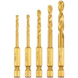 DEWALT 1/8 x 1/8 in, 5/32 in, 3/16 in, 1/4 in. x 1/4 in. Hex Twist 5 Piece DDD5155 at Pollardwater
