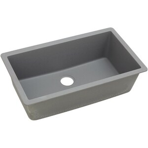 33 in. Undermount Composite Single Bowl Kitchen Sink in Greystone