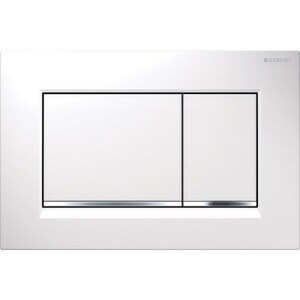 Wall Mount Dual Flush Actuator Plate in White and Polished Chrome