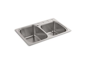 33 in. Dual Mount Stainless Steel Double Bowl Kitchen Sink