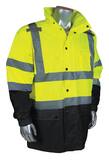 Radians 300D Series L Size Polyurethane Class 3 Rain Jacket in Hi-Viz Green, Silver and Black RRW303Z1YL at Pollardwater