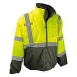 Radians Radwear™ Class 3 Deluxe Three-in-One Bomber Jacket with Removable Fleece Jacket Hi-Viz Green 4XL RSJ210B3ZGS4X at Pollardwater