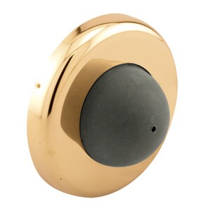 Wall Stop with Bumper in Polished Brass