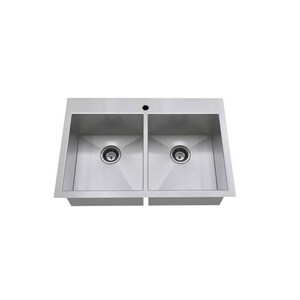 33 in. Dual Mount Stainless Steel Double Bowl Kitchen Sink