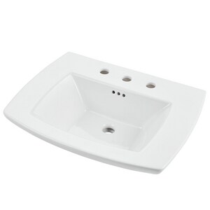 25 in. Rectangular Fireclay Pedestal Bathroom Sink in White