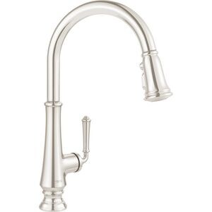 Single Handle Pull Down Kitchen Faucet in PVD Polished Nickel