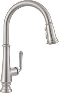 Single Handle Pull Down Kitchen Faucet in Stainless Steel - PVD