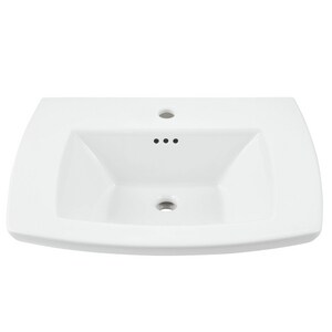 25 in. Rectangular Fireclay Pedestal Bathroom Sink in White
