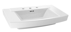 30 in. Rectangular Fireclay Pedestal Bathroom Sink in White