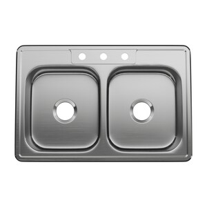 33 in. Drop-in Stainless Steel Double Bowl Kitchen Sink