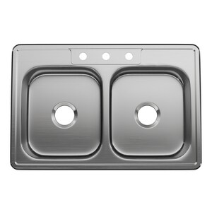 33 in. Drop-in Stainless Steel Double Bowl Kitchen Sink
