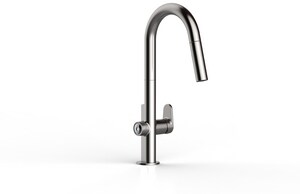 Single Handle Pull Down Kitchen Faucet in Stainless Steel