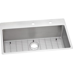 33 in. Dual Mount Stainless Steel Single Bowl Kitchen Sink in Polished Satin