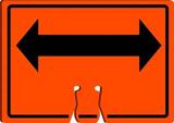 Accuform Cone Top Sign Orange Cone Top Sign 10 x 14 in. - LEFT/RIGHT ARROW (Symbol) AFBC751 at Pollardwater