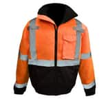 Radians Size XL Oxford Polyester Reusable Weatherproof Bomber Jacket and Quilted Built-in Liner in Black and Hi-Viz Orange RSJ11QB3ZOSXL at Pollardwater