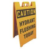Accuform Signs 45 x 25 in. Polyethylene Caution Hydrant Flushing Today Sign APFH212YL at Pollardwater