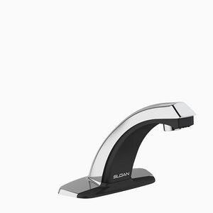 0.5 gpm Battery Powered Sensor Bathroom Sink Faucet with 4 in. Trim Plate & Below Deck Manual Mixing Valve in Polished Chrome