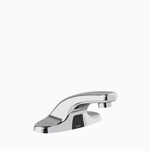 0.5 gpm Battery Powered Sensor Bathroom Sink Faucet with Below Deck Manual Mixing Valve in Polished Chrome