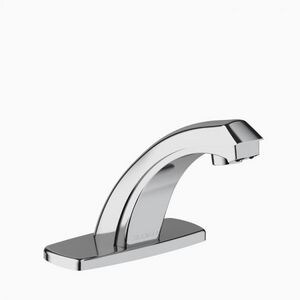 0.5 gpm Battery Powered Sensor Bathroom Sink Faucet with 4 in. Trim Plate & Back Check Tee in Polished Chrome