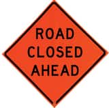 VizCon 48 in. Reflective Overlay Compatible Vinyl Roll-Up Sign - ROAD CLOSED AHEAD V26048EFOHFRCLA at Pollardwater