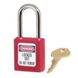 Master Lock Safety Thermoplastic Safety Red Padlock 1-1/2 in. Wide with 1-1/2 in. Shackle Height Keyed Alike M410RED at Pollardwater
