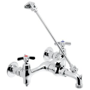 Two Cross Handle Wall Mount Service Faucet in Polished Chrome