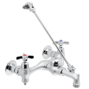 Two Cross Handle Wall Mount Service Faucet in Rough Chrome