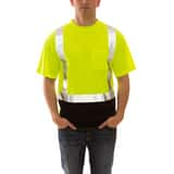 Tingley Job Sight™ Size XL Plastic Short Sleeve T-Shirt in Black, Fluorescent Yellow-Green and Silver TS75122XL at Pollardwater