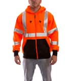 Tingley Job Sight™ Size L Plastic Hooded Sweatshirt in Black, Fluorescent Orange-Red and Silver TS78129LG at Pollardwater