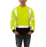 Tingley Job Sight™ Size XL Plastic Long Sleeve T-Shirt in Black, Fluorescent Yellow-Green and Silver TS75622XL at Pollardwater