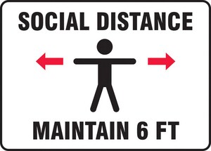 7 x 10 in. Vinyl Maintain Social Distance Safety Poster