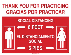 7 x 10 in. Thank You for Practicing Social Distancing Sign