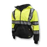 DEWALT Polyester Reusable Deluxe Zip Front Hooded Sweatshirt in Black and Hi-Viz Green RDSJ323ZGS5X at Pollardwater