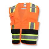 Radians Polyester Reusable Two Tone Surveyor Safety Vest in Black and Hi-Viz Orange RSV6B2ZODM at Pollardwater