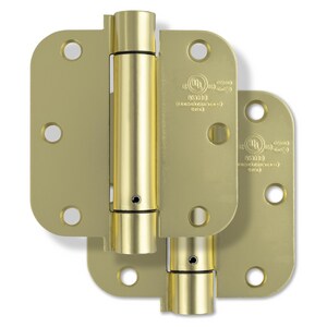 3-1/2 in. Steel Spring Door Hinge in Satin Brass (Pack of 2)